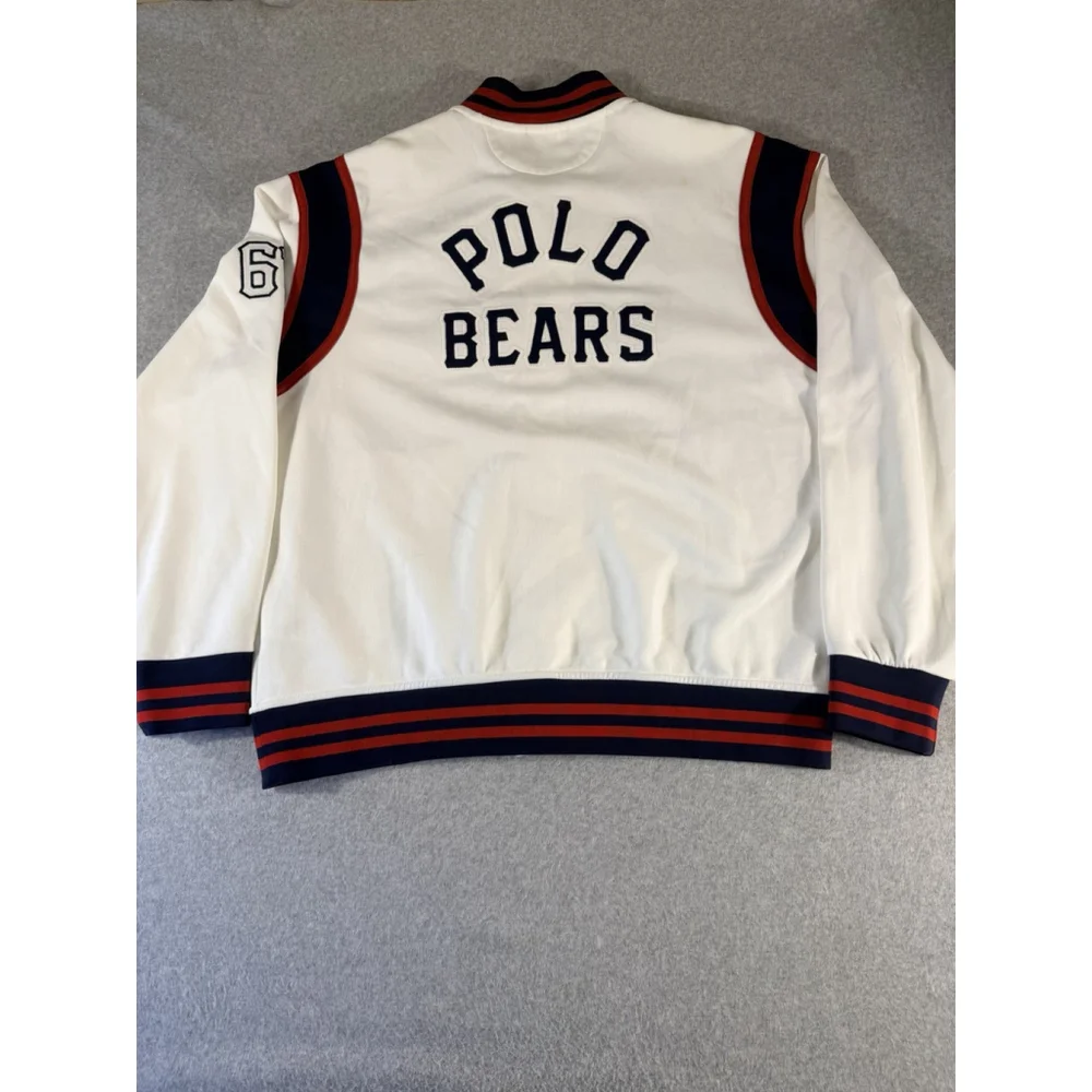 Polo Ralph Lauren Polo Bears 67 Baseball Jacket Mens Large White/Blue/Red - Picture 3 of 12